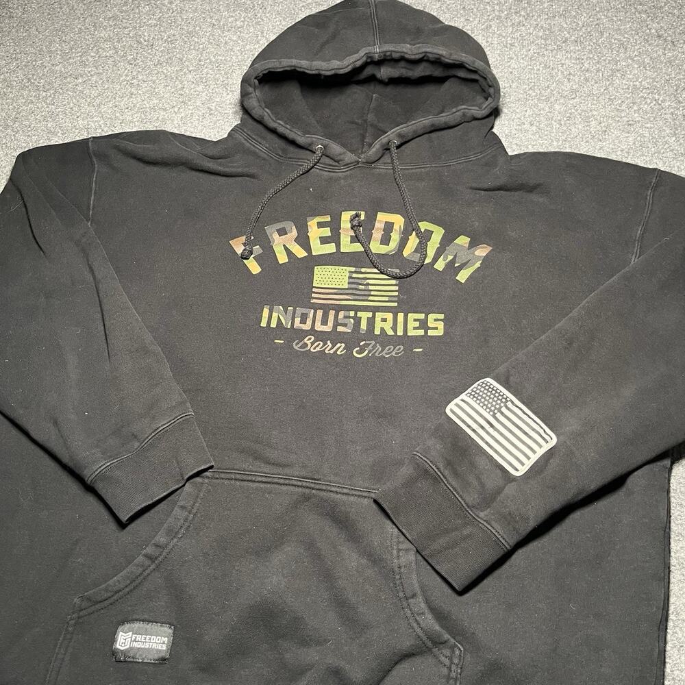 Freedom Industries Hoodie Mens 3XL Black Pullover Sweatshirt Logo USA